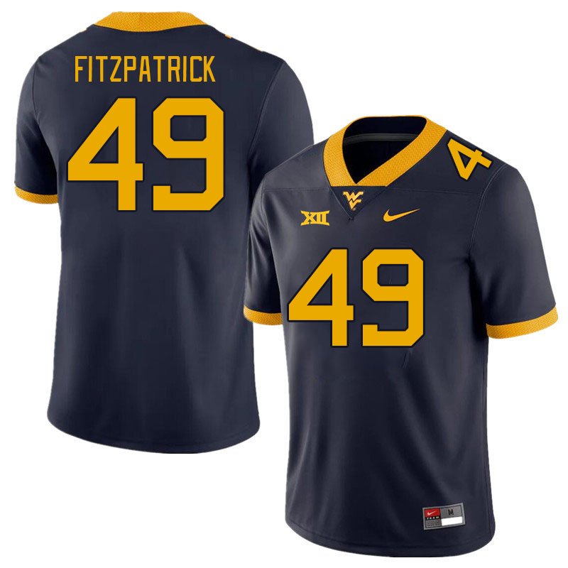 Men #49 Taran Fitzpatrick West Virginia Mountaineers College Football Jerseys Stitched Sale-Navy - Click Image to Close
